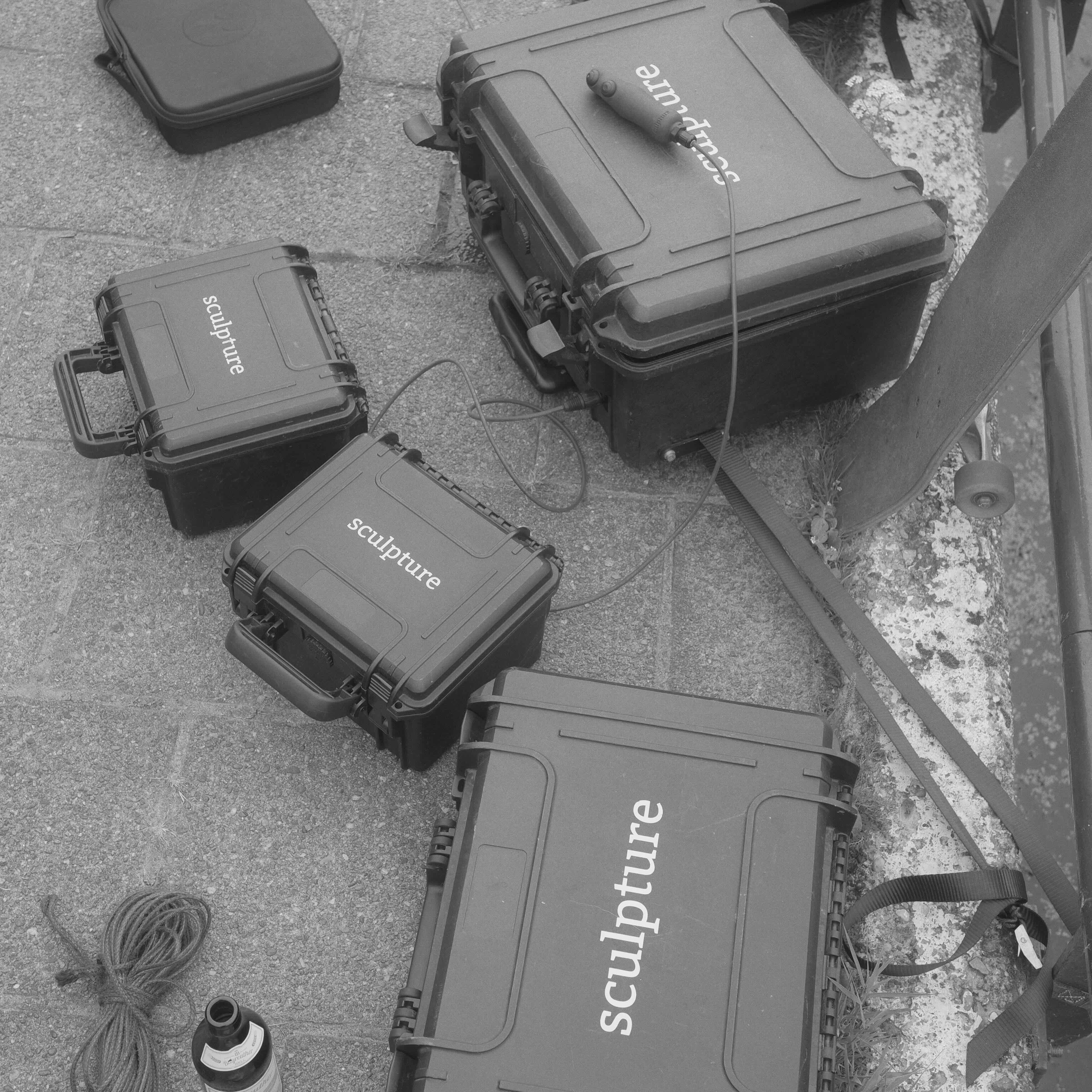 Sculpture cases packed and staged on location